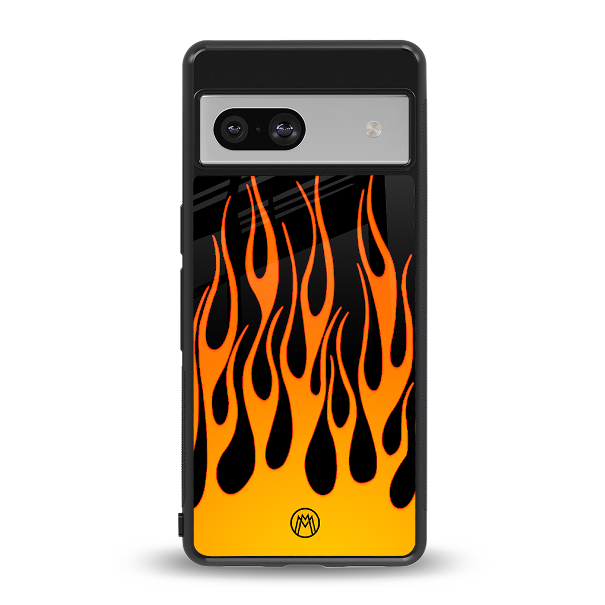 y2k yellow flames back phone cover | glass case for Google Pixel 7