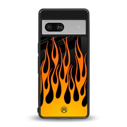 y2k yellow flames back phone cover | glass case for Google Pixel 7