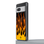 y2k yellow flames back phone cover | glass case for Google Pixel 7