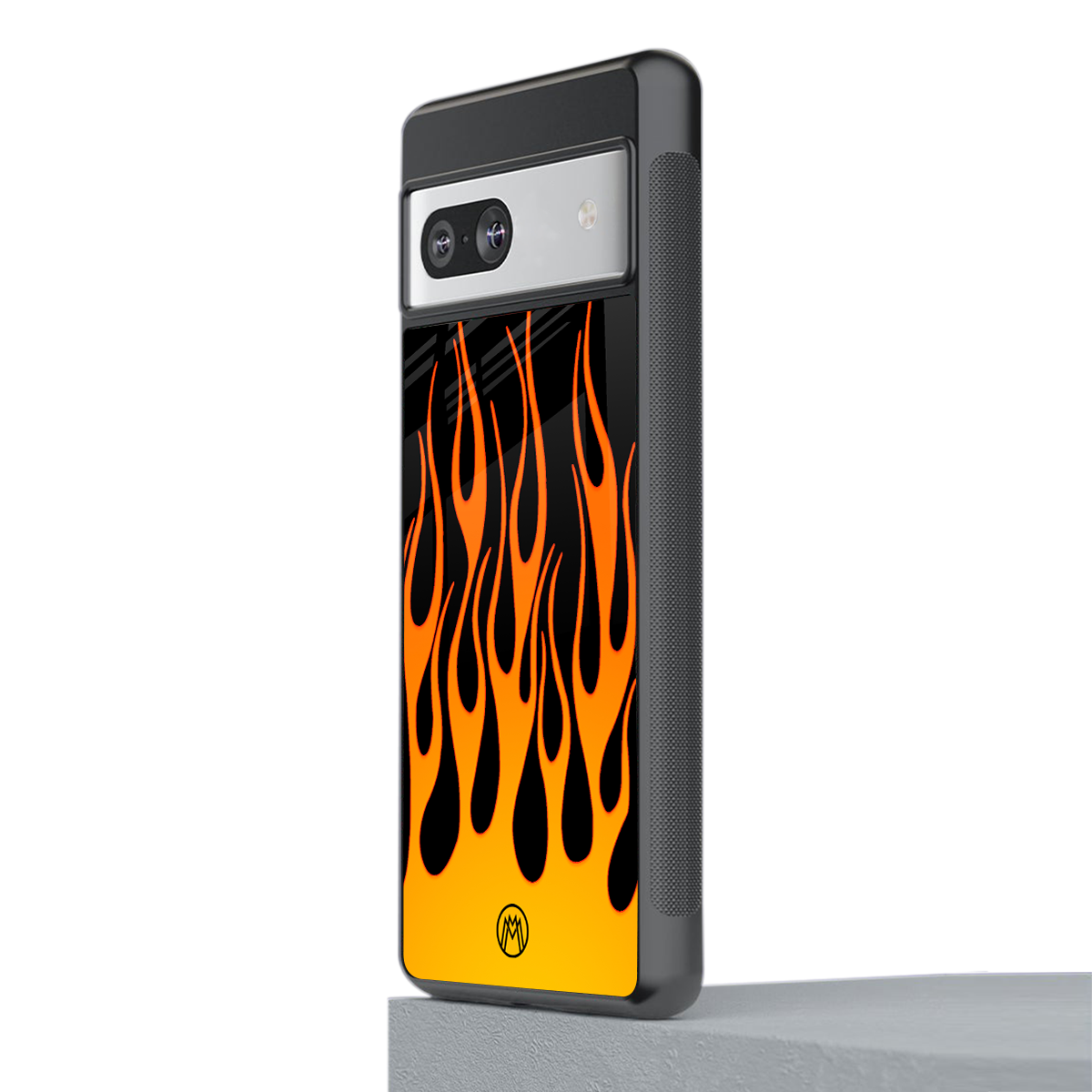y2k yellow flames back phone cover | glass case for Google Pixel 7