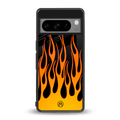 y2k yellow flames back phone cover | glass case for google pixel 8 pro