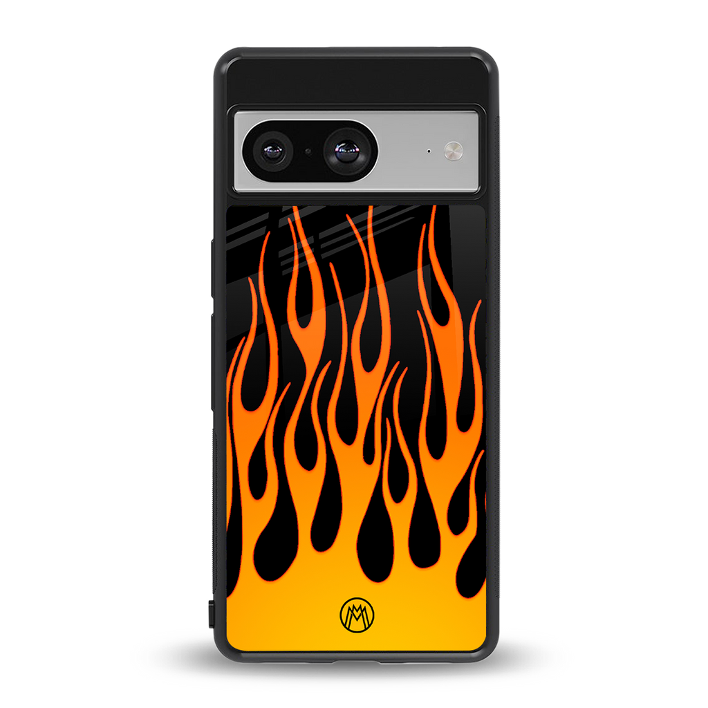 y2k yellow flames back phone cover | glass case for Google Pixel 8