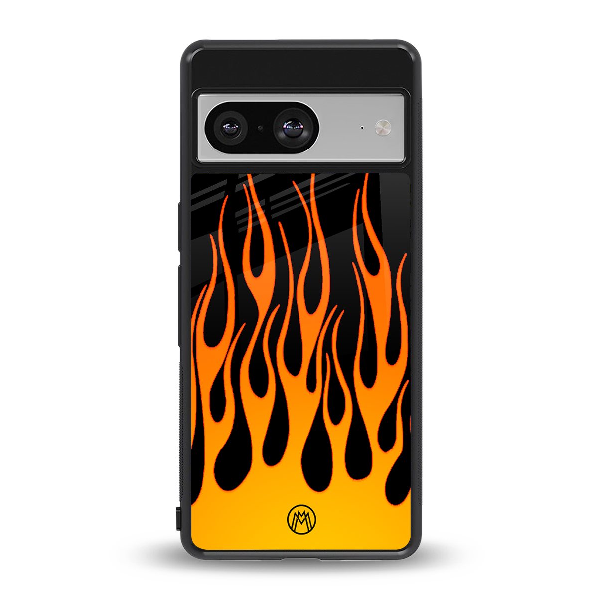y2k yellow flames back phone cover | glass case for Google Pixel 8