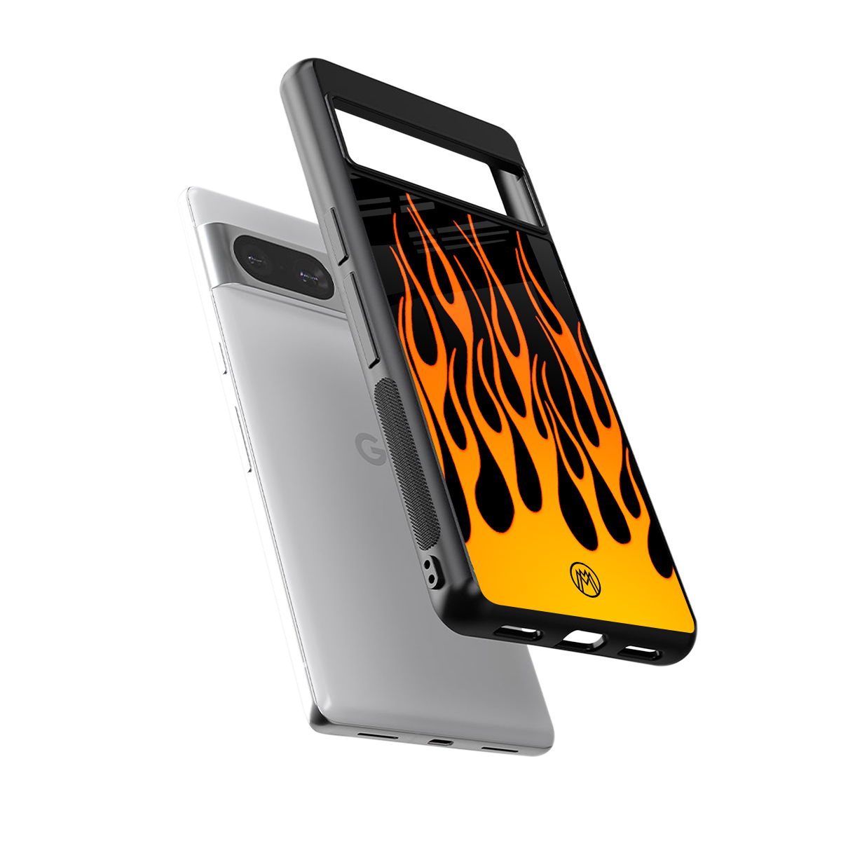 y2k yellow flames back phone cover | glass case for Google Pixel 8