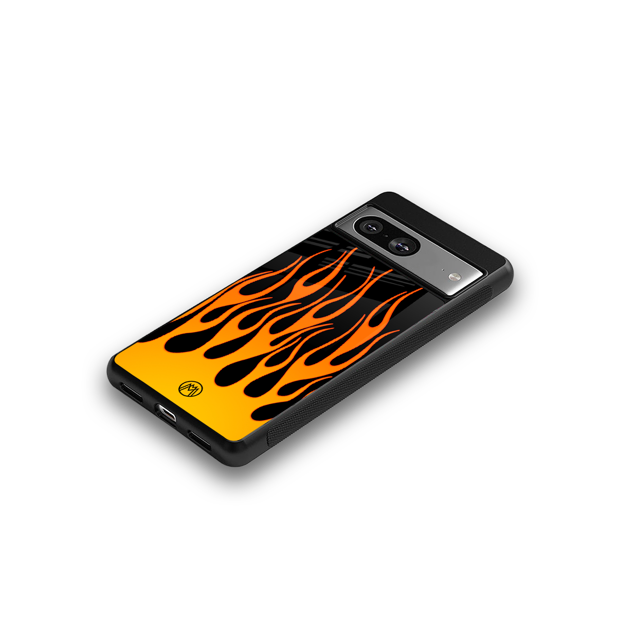 y2k yellow flames back phone cover | glass case for Google Pixel 8