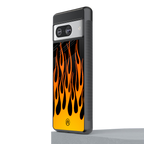 y2k yellow flames back phone cover | glass case for Google Pixel 8