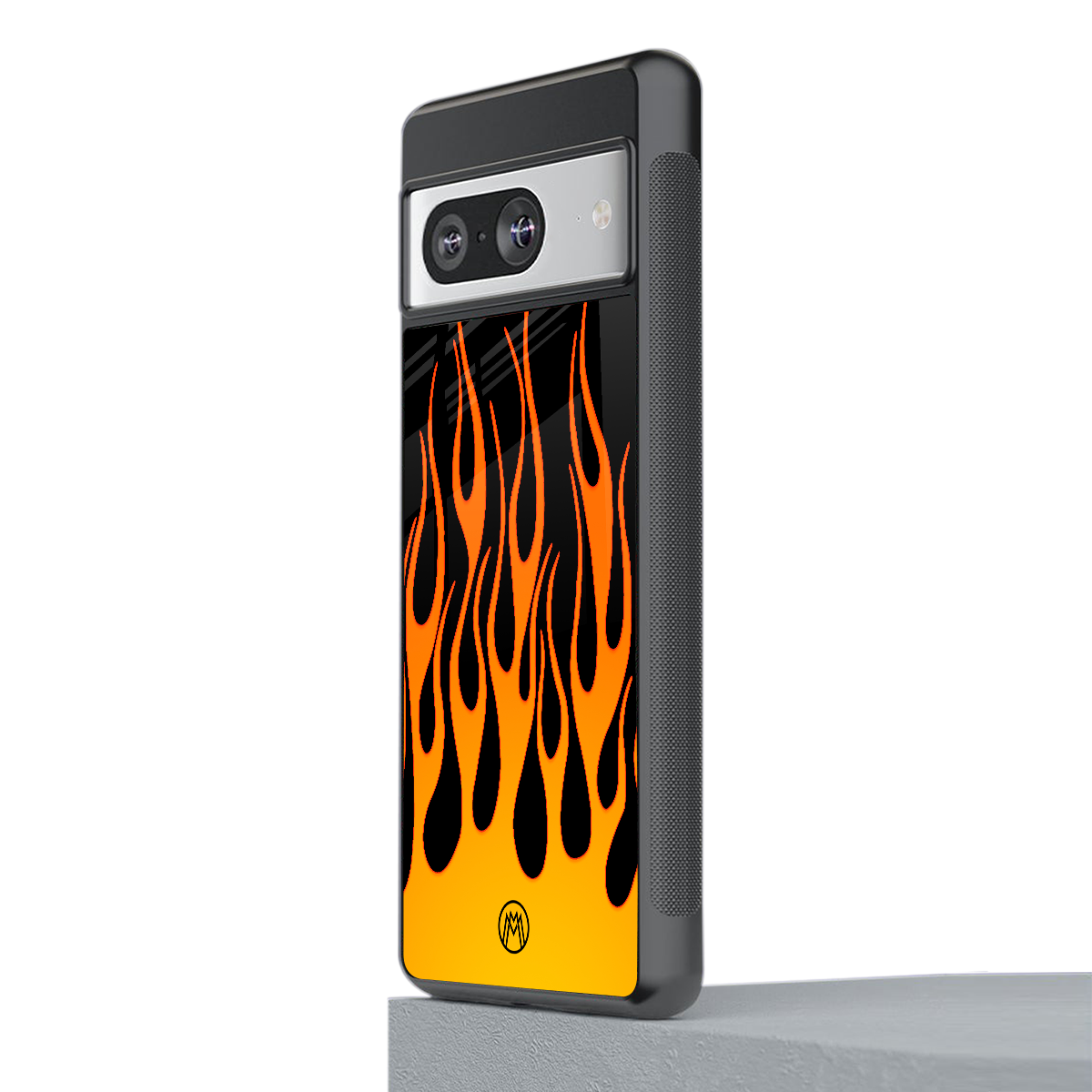 y2k yellow flames back phone cover | glass case for Google Pixel 8