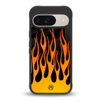 y2k yellow flames back phone cover | glass case for google pixel 9