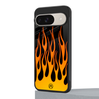 y2k yellow flames back phone cover | glass case for google pixel 9
