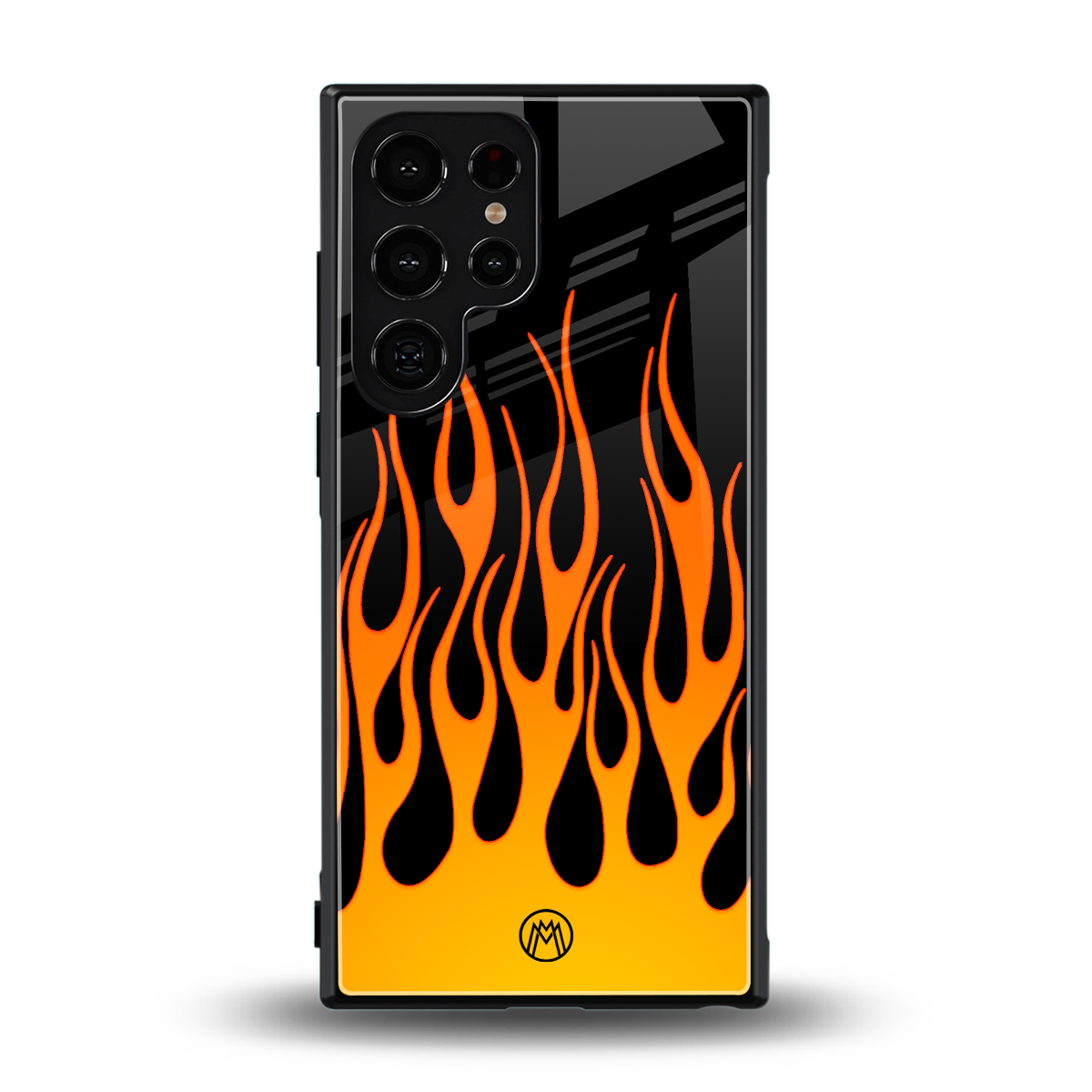 y2k yellow flames back phone cover | glass case for samsung galaxy s24 ultra
