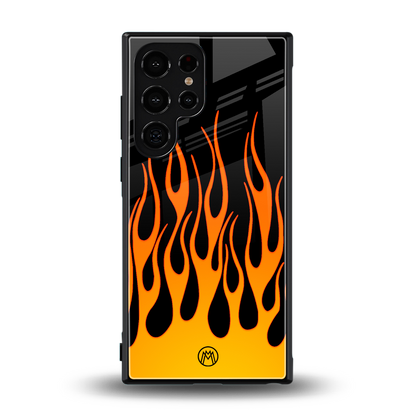 y2k yellow flames back phone cover | glass case for samsung galaxy s24 ultra
