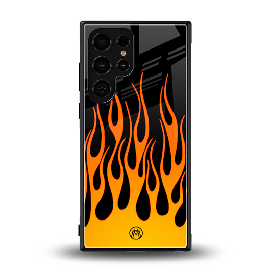y2k yellow flames back phone cover | glass case for samsung galaxy s24 ultra