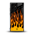 y2k yellow flames back phone cover | glass case for samsung galaxy s23 ultra