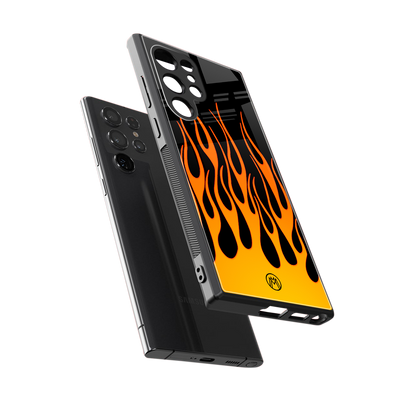 y2k yellow flames back phone cover | glass case for samsung galaxy s24 ultra