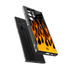 y2k yellow flames back phone cover | glass case for samsung galaxy s23 ultra
