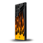 y2k yellow flames back phone cover | glass case for samsung galaxy s23 ultra