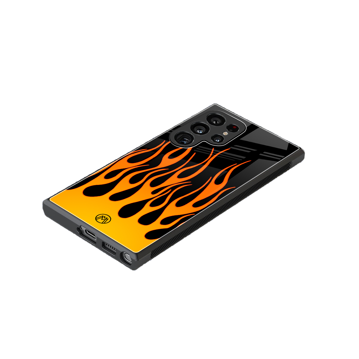 y2k yellow flames back phone cover | glass case for samsung galaxy s24 ultra