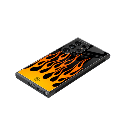 y2k yellow flames back phone cover | glass case for samsung galaxy s24 ultra