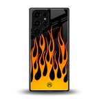 y2k yellow flames back phone cover | glass case for samsung galaxy s25 ultra