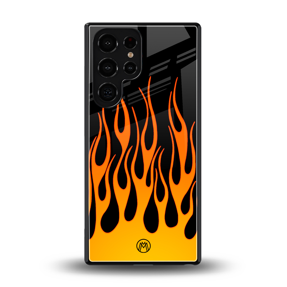 y2k yellow flames back phone cover | glass case for samsung galaxy s25 ultra