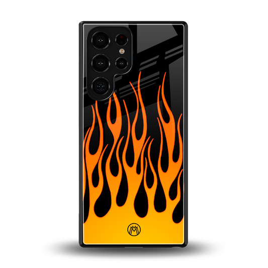 y2k yellow flames back phone cover | glass case for samsung galaxy s25 ultra