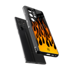y2k yellow flames back phone cover | glass case for samsung galaxy s25 ultra