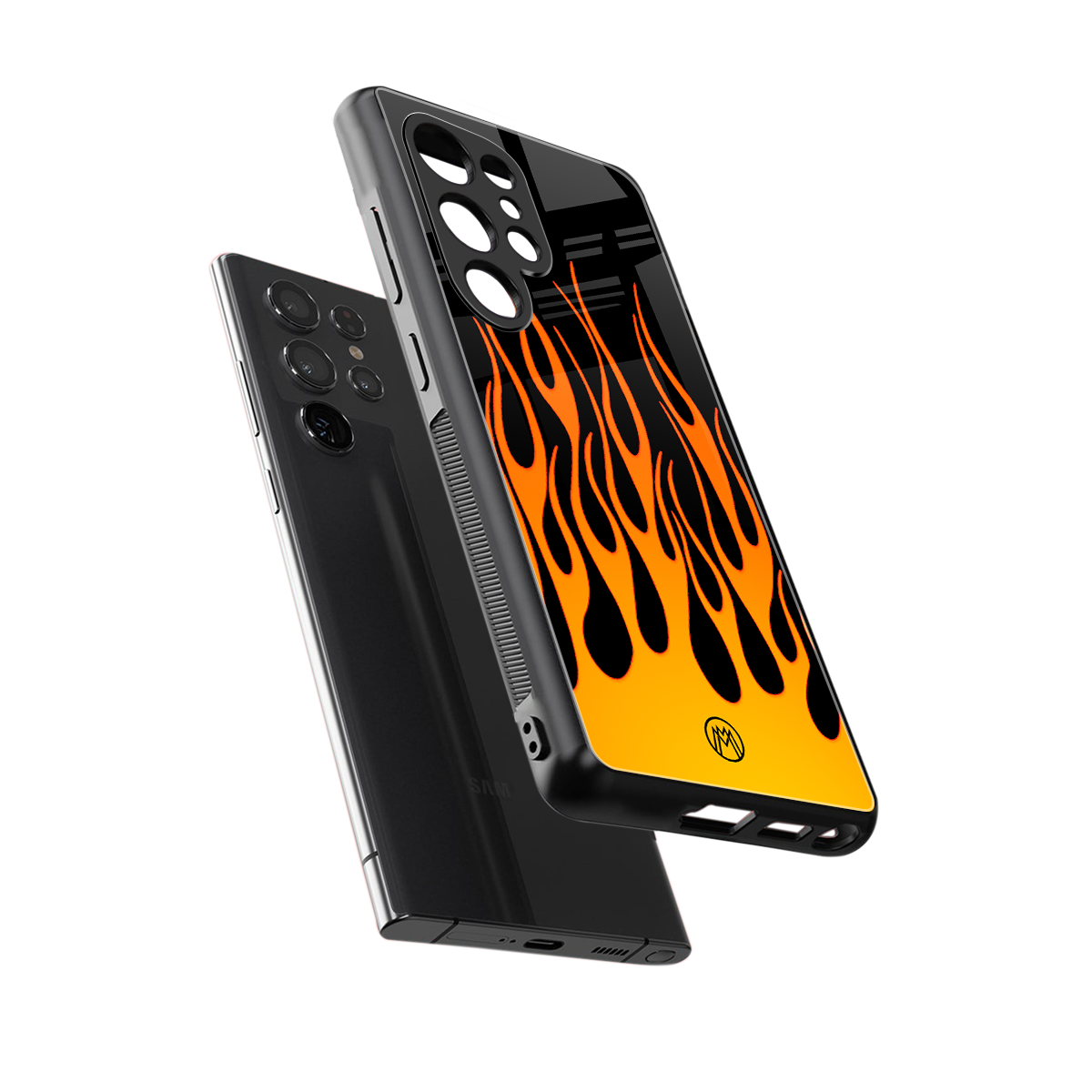 y2k yellow flames back phone cover | glass case for samsung galaxy s25 ultra