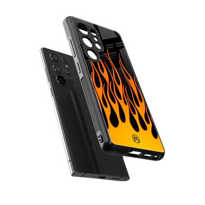 y2k yellow flames back phone cover | glass case for samsung galaxy s25 ultra