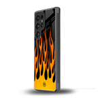 y2k yellow flames back phone cover | glass case for samsung galaxy s25 ultra