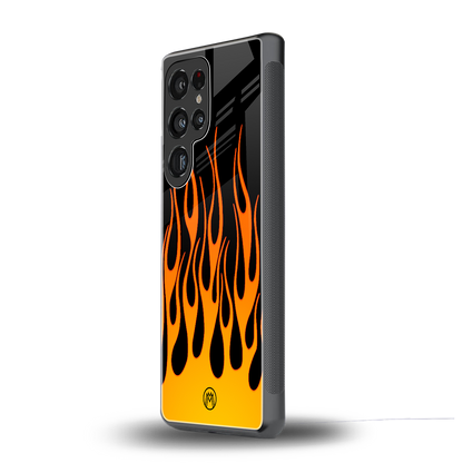 y2k yellow flames back phone cover | glass case for samsung galaxy s25 ultra
