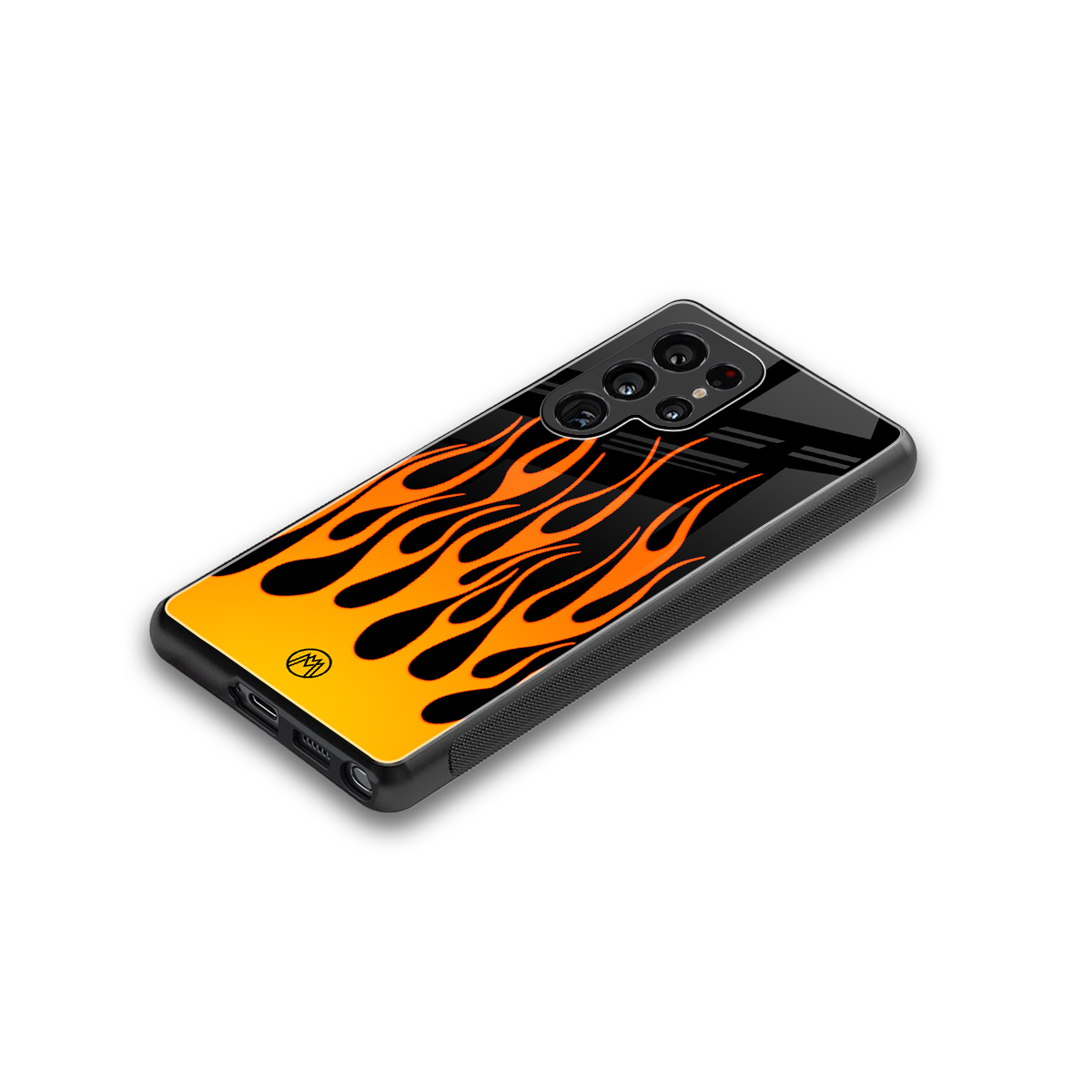 y2k yellow flames back phone cover | glass case for samsung galaxy s25 ultra