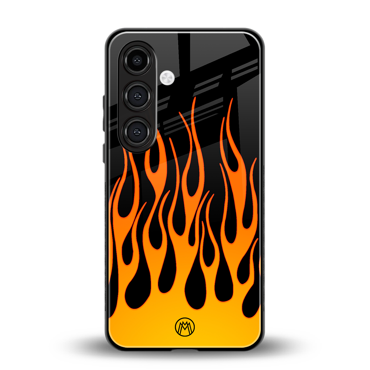 y2k yellow flames back phone cover | glass case for samsung galaxy s23