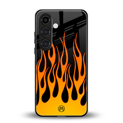 y2k yellow flames back phone cover | glass case for samsung galaxy s23
