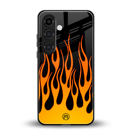 y2k yellow flames back phone cover | glass case for samsung galaxy s23