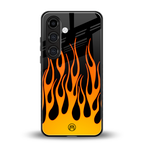 y2k yellow flames back phone cover | glass case for samsung galaxy s24 plus