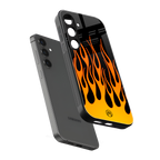 y2k yellow flames back phone cover | glass case for samsung galaxy s24 plus
