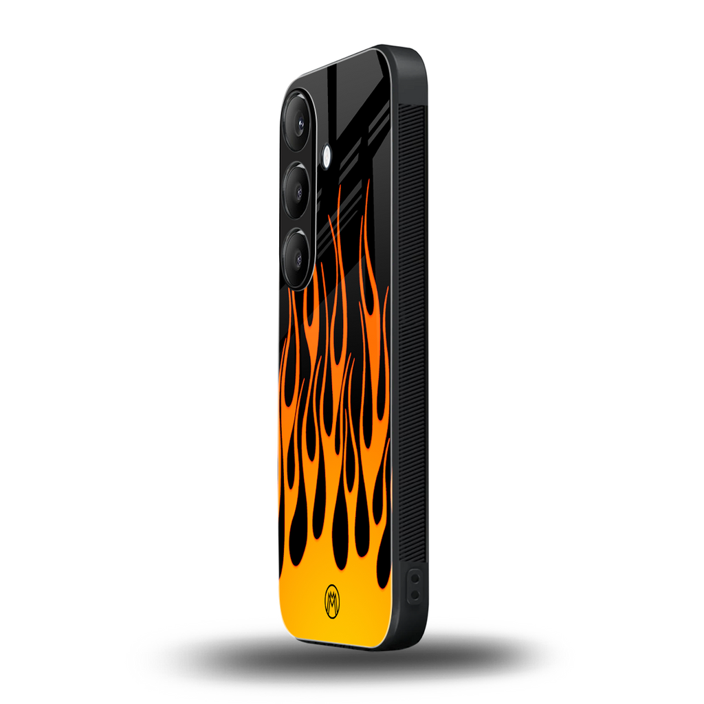 y2k yellow flames back phone cover | glass case for samsung galaxy s24