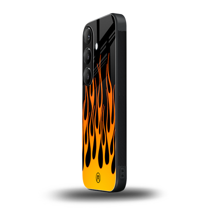 y2k yellow flames back phone cover | glass case for samsung galaxy s24 plus