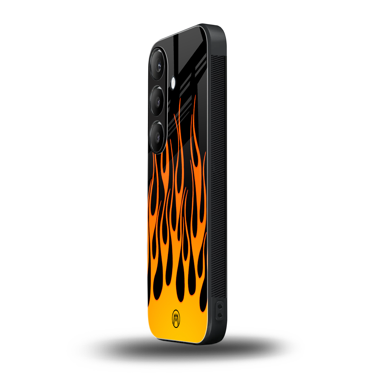 y2k yellow flames back phone cover | glass case for samsung galaxy s23