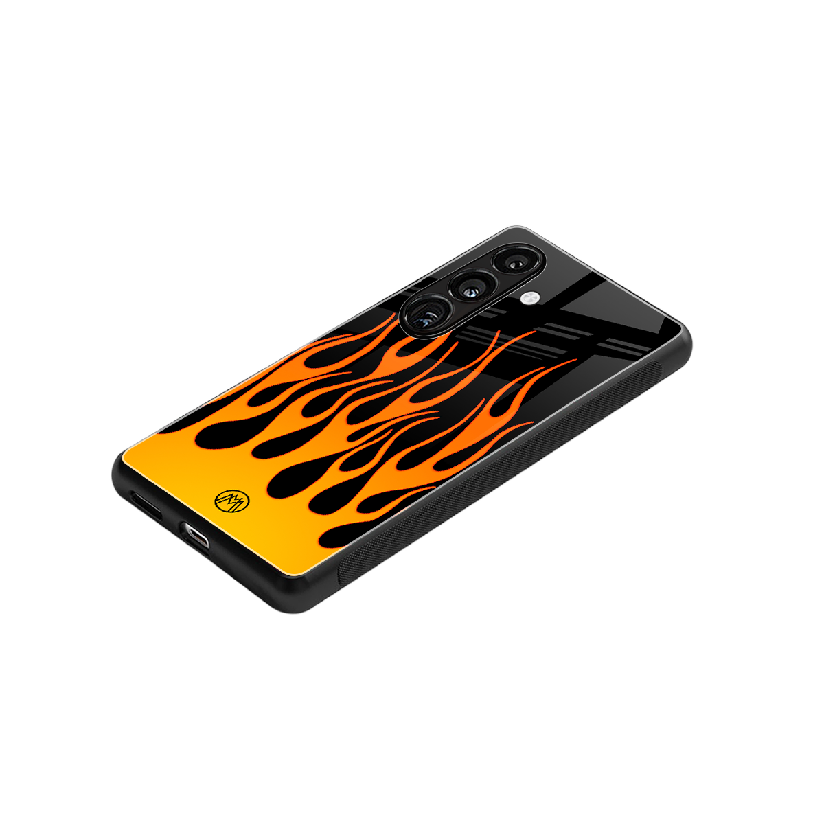 y2k yellow flames back phone cover | glass case for samsung galaxy s23