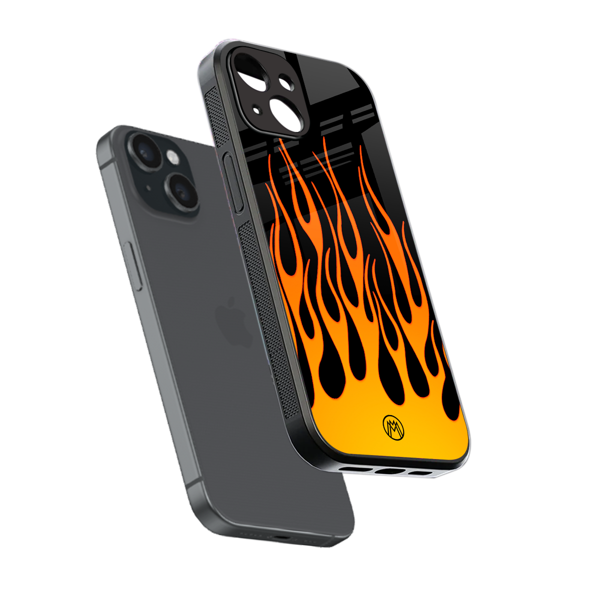 y2k yellow flames back phone cover | glass case for iphone 14
