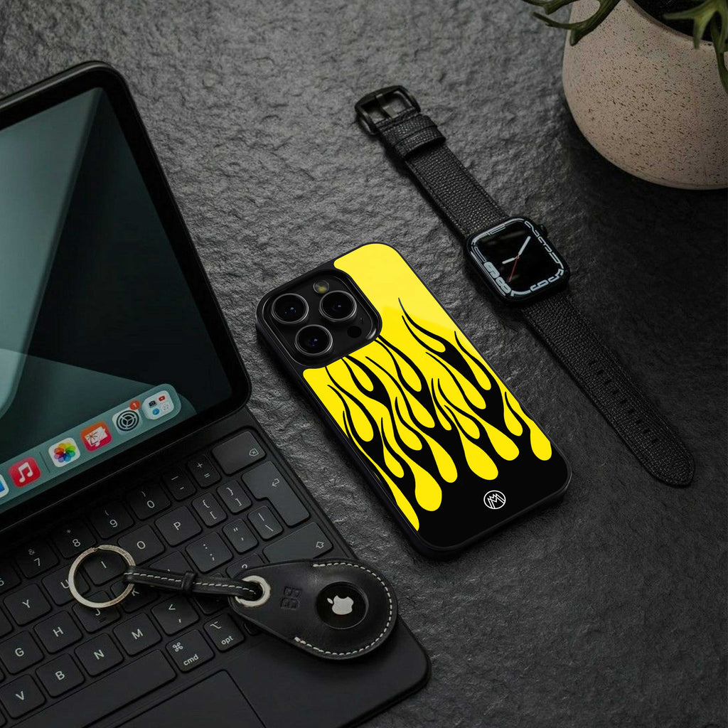 y2k black flames back phone cover | glass case for oneplus nord 3