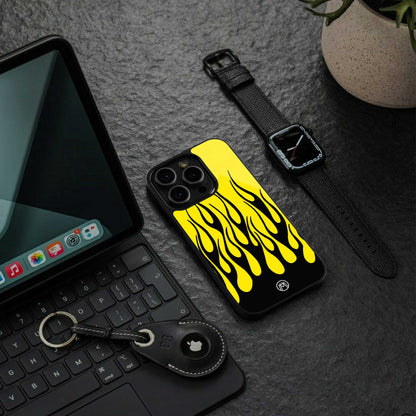 y2k black flames back phone cover | glass case for iphone 14