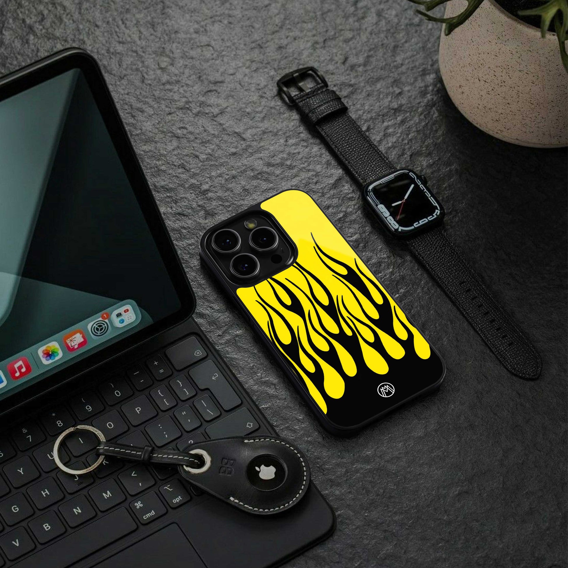 y2k black flames back phone cover | glass case for samsung galaxy s24 ultra