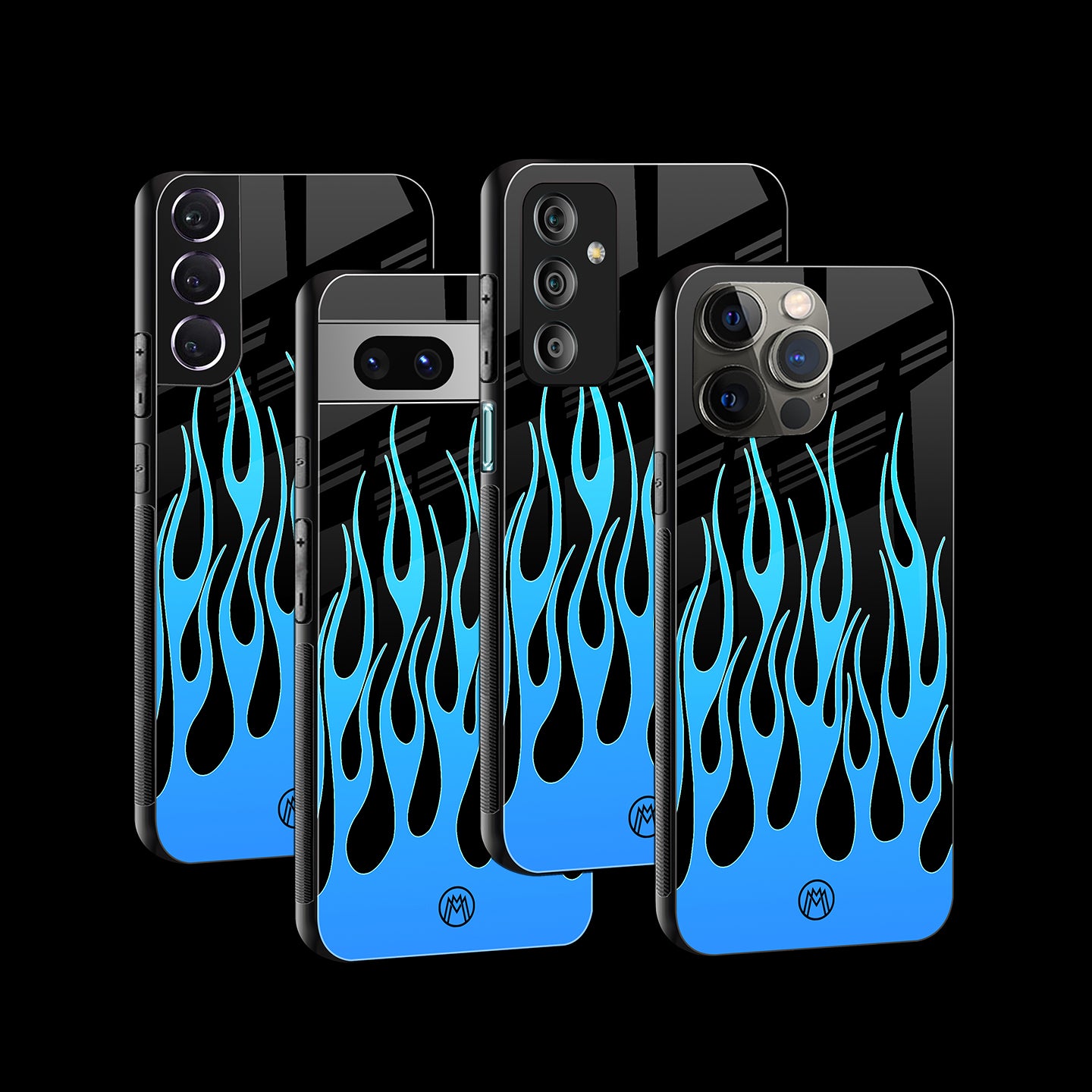 Y2k Blue Flames Phone Cover | Glass Case