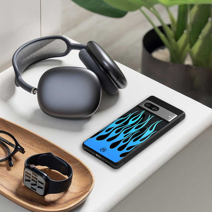y2k blue flames back phone cover | glass case for Google Pixel 7A