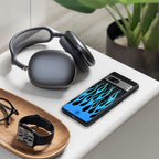 y2k blue flames back phone cover | glass case for iphone 15 pro