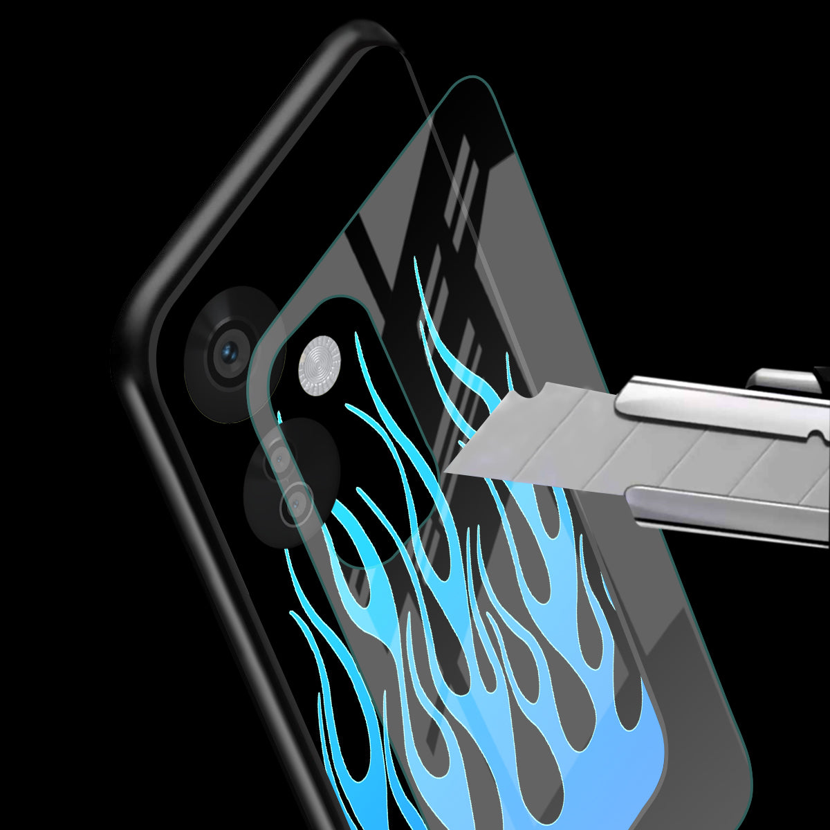 Y2k Blue Flames Phone Cover | Glass Case