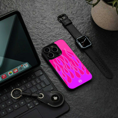 y2k hot pink flames back phone cover | glass case for samsung galaxy s24 ultra