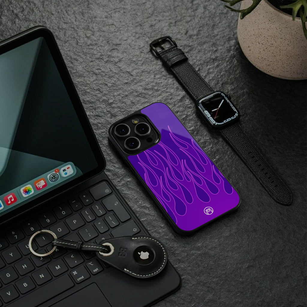 y2k magenta flames back phone cover | glass case for iphone 16 pro max